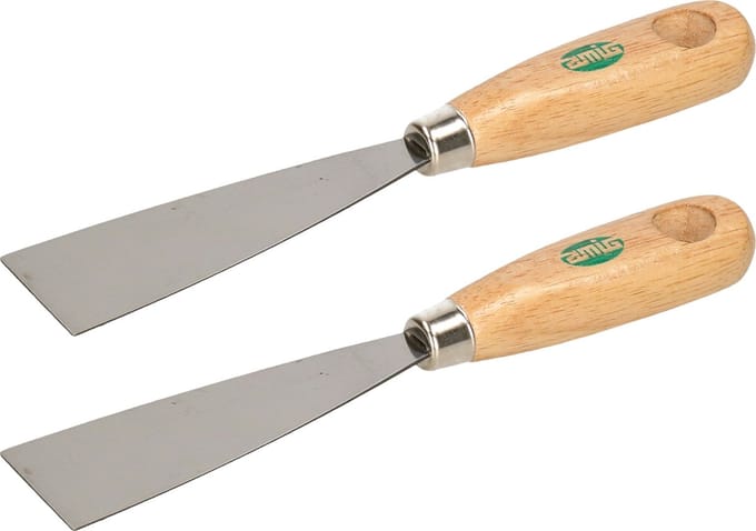 Amig Plamuurmes - 2x - werkbreedte 40 mm - conisch geslepen staal - houten greep