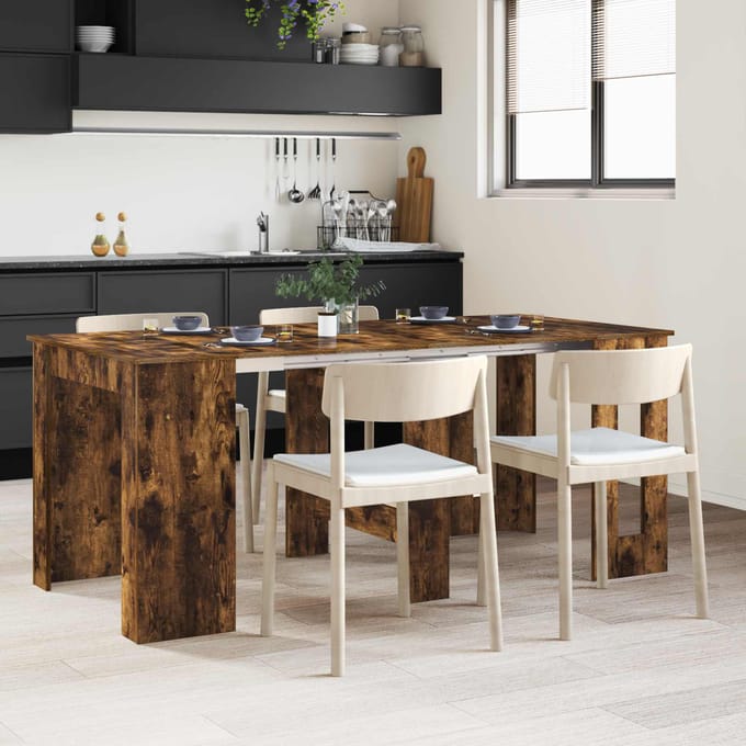 vidaXL - Eettafel - 180 - x - 85 - x - 75 - cm - Bewerkt - hout - Gerookt - eiken
