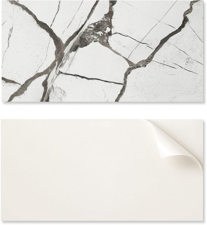 Zelfklevend vinyl decoratief element voor thuis, 100x50 cm, marmerpatroon met aderen.