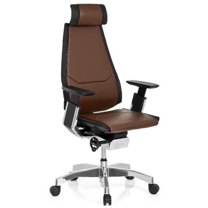 GENIDIA PRO | Leder - High end bureaustoel Bruin / Zwart