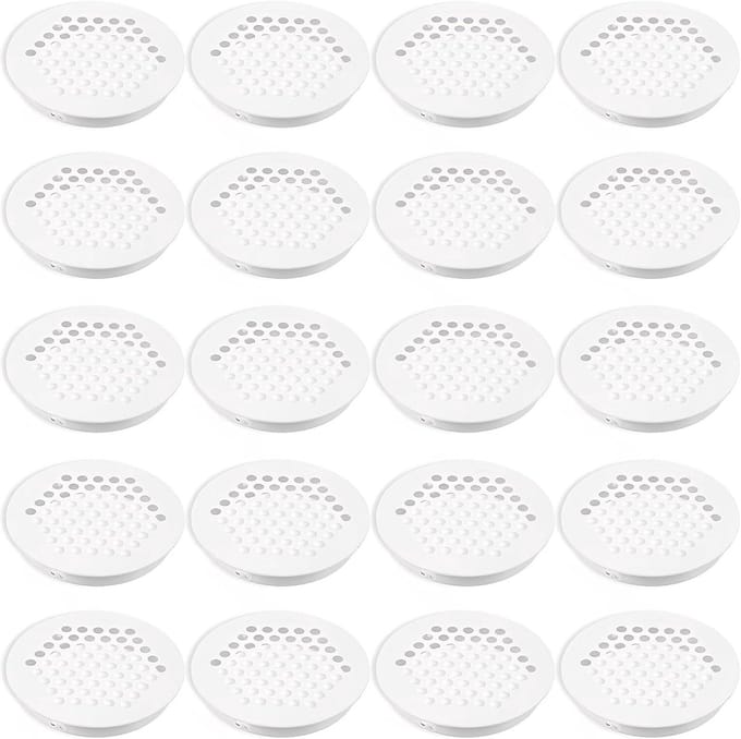 Ventilatieroosters Rond - Ventilatiegaten Rasters - Meubels Ventileren - Honingraat Design - 60 mm - Wit