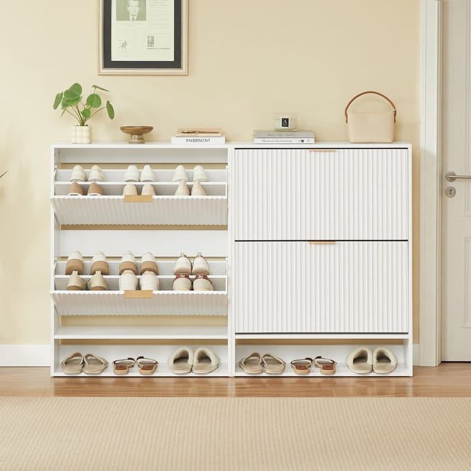 Wit MDF Smalle Schoenenkast 80x24x102cm Voor Hal