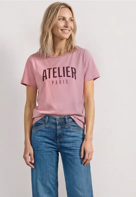 Shirt met ronde hals en opdruk op de voorkant