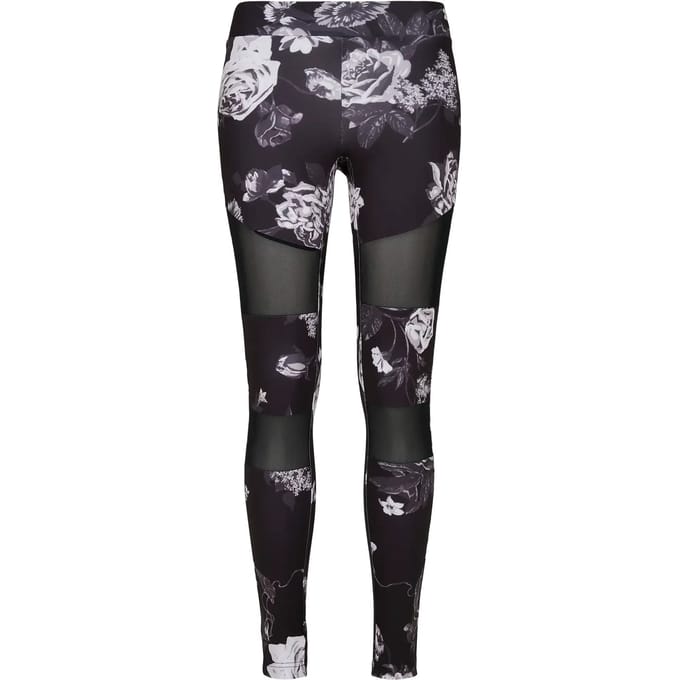 Urban Classics - Tech Mesh AOP Legging - M - Zwart/Wit