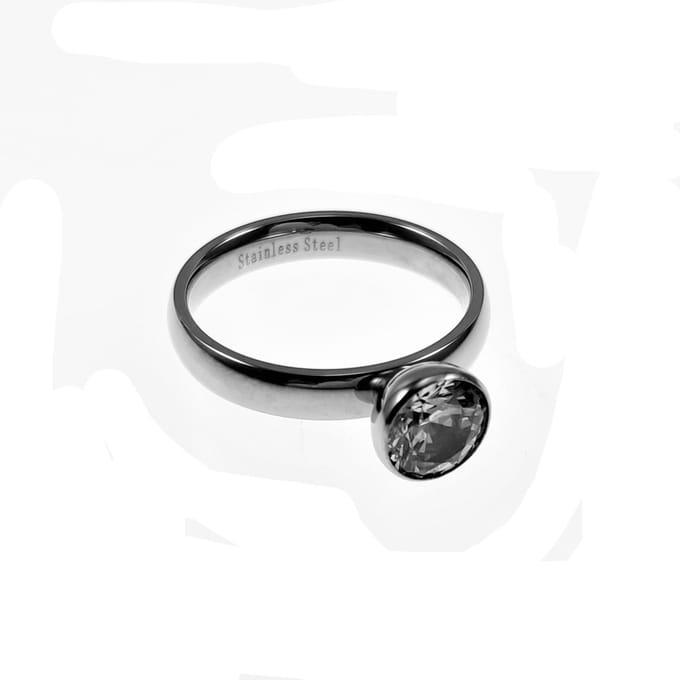 Dames Ring met Zirkonia-Schroefelement - Stalen Zilverkleur