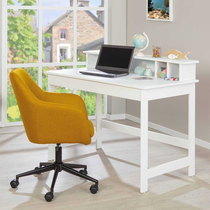 Bureau Harm 110cm - Wit - Interlink - Bureau - Wit - Hout; MDF