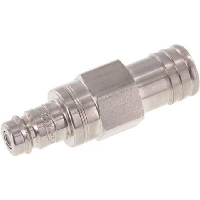 RVS DN 10 Luchtkoppeling Insteeknippel 19 mm Slangpilaar Double Shut-Off