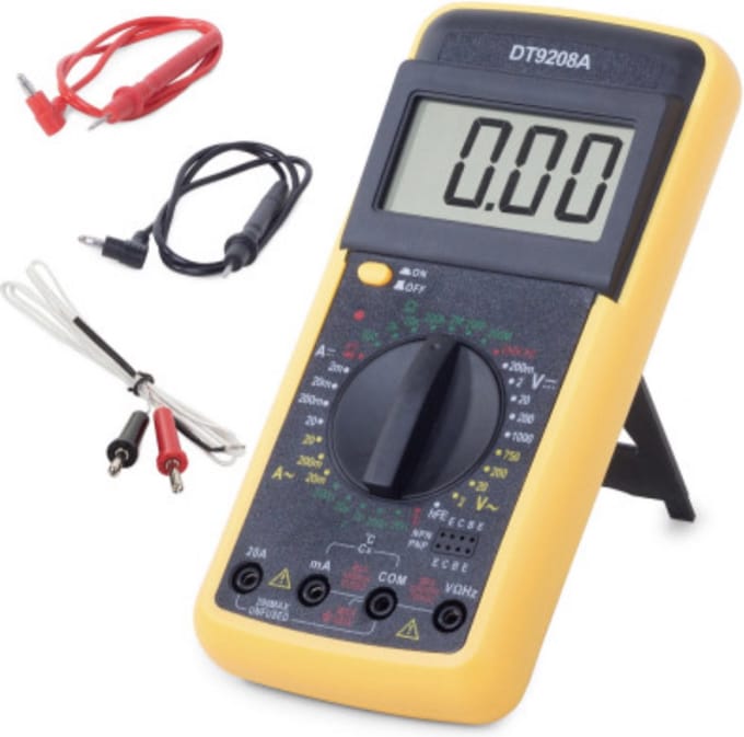 LCD-multimeter met temperatuursensor DT9208A - Multimeter - inlc. batterij