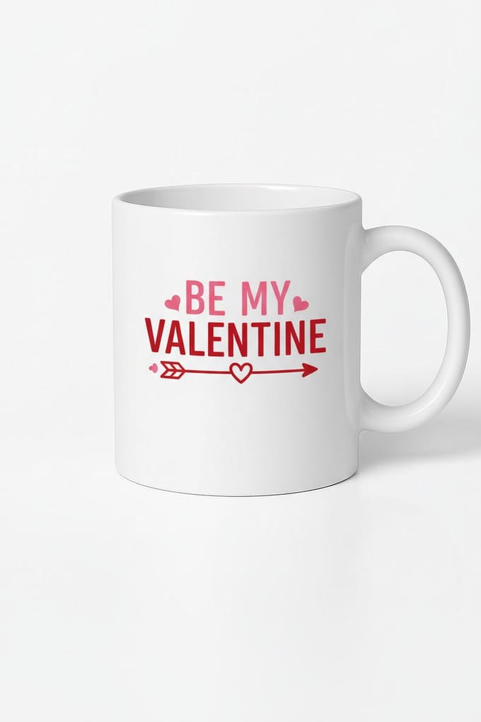 Be My Valentine Mok - Romantisch Valentijn Cadeau met Hartjes & Pijl