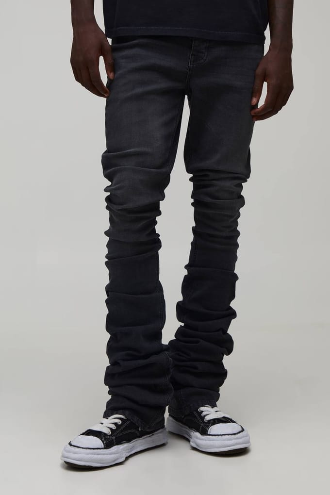 Skinny Flare Extreme Stacked Jeans | Charcoal | Size 52R