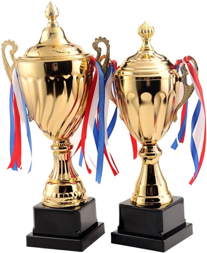 Onderscheiding Trofee - Sportprijs - Wedstrijd Winnaar - Met Gouden Cup - 34 cm - Goud