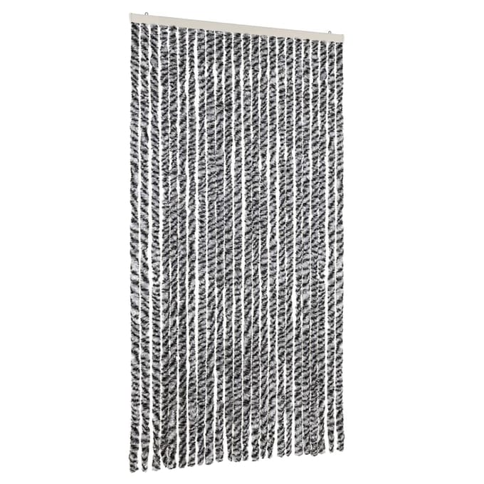 vidaXL - Vliegengordijn - 100x220 - cm - chenille - grijs - en - zwart-wit
