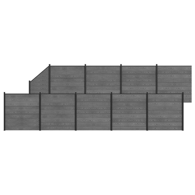 vidaXL - Hekset - 10 - st - 1657 - x - 186 - cm - WPC - en - Aluminium - Grijs