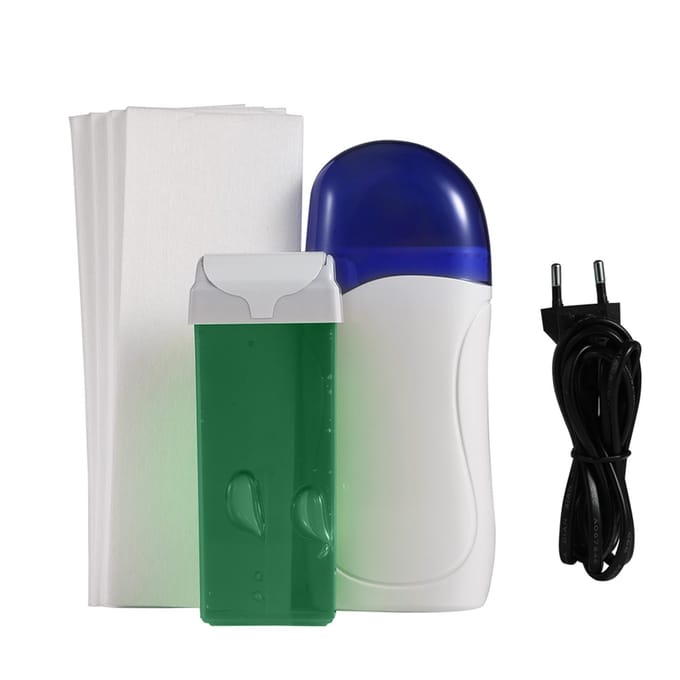 Salon Ontharingsmachine Set Waxverwarmer   Wax Cassette   Ontharingspapier Epilator EU PLUG blue