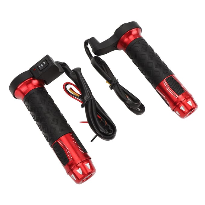 1 Paar Motorfiets Verwarmde Handgrepen 3 Temperatuurstanden Antislip Aluminiumlegering ABS 22mm Stuur black