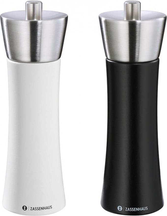 Zout- en pepermolen Zassenhaus Augsburg - 18cm - Zwart Wit - Set