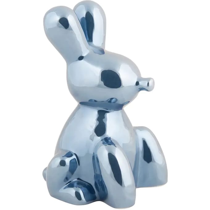 Present Time Ornament Balloon Bunny - Blauw - 10x9x15cm - Scandinavisch - Keramiek