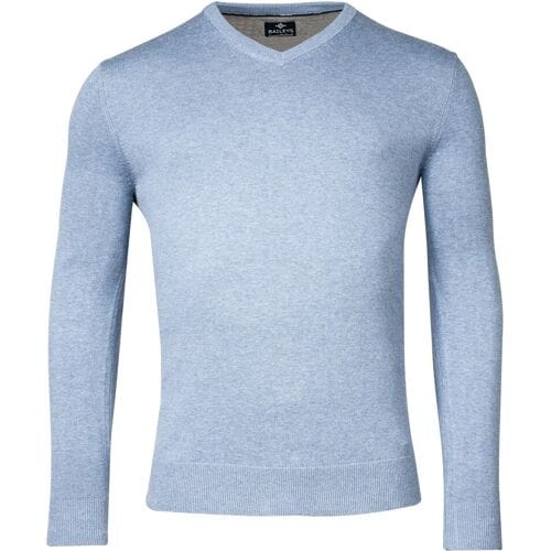 Baileys Trui Cotton Uni V-Neck Single Knit Licht Blauw / male