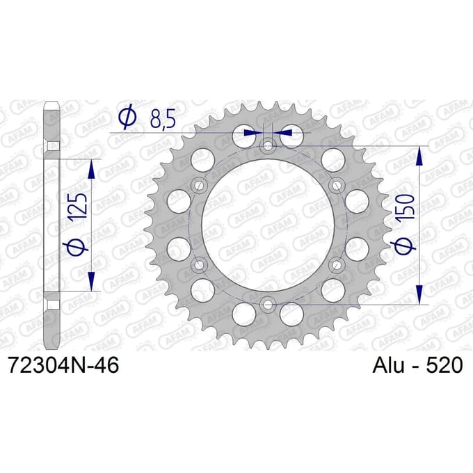 Aluminium tandwiel achter Afam 520 46 dents