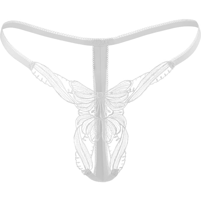 Luxe vlinder string met open kruis - wit
