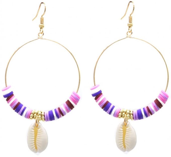 She life style - Oorbellen Schelp - 8 x 4,5cm - Paars