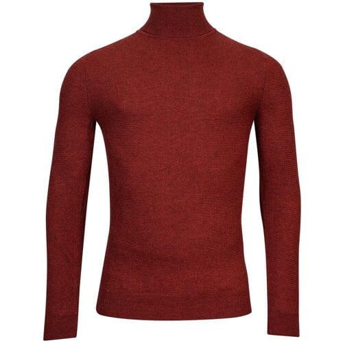 Baileys Trui Lambswool Rollneck Ministructure Knit Stone Red / male