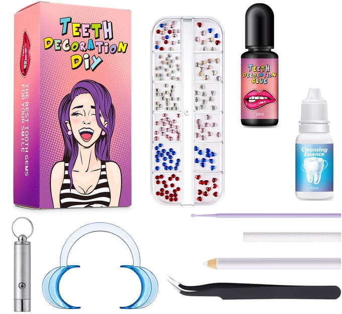 Tooth Gem Kit – Tandsteentjes Set met Lijm & Tools – Teeth Gems Starter Kit – DIY Tanden Versieren – Complete Set