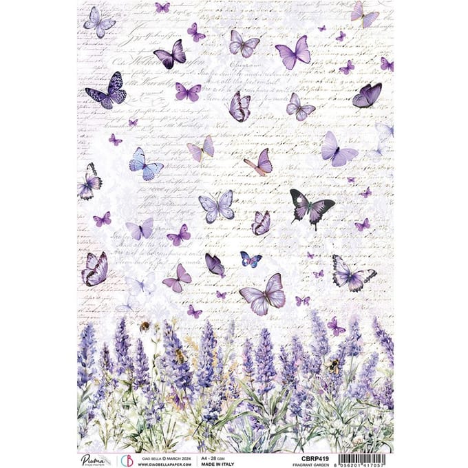Motief strozijde "Morning Provence - Lavendel en Vlinders"