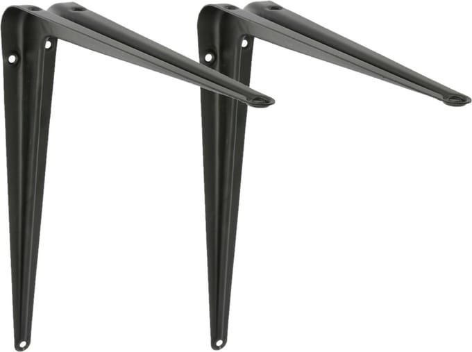 AMIG Plankdrager/planksteun van metaal - 2x - gelakt zwart - H450 x B400 mm