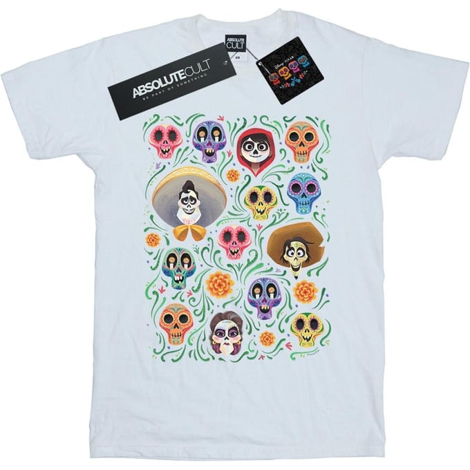 Disney Heren Coco Hoofden Patroon T-shirt (Wit)