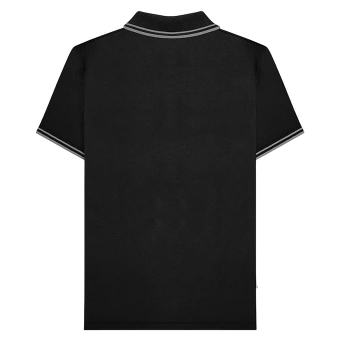 Lambretta Heren Houndstooth Big & Tall Poloshirt (Zwart/Ijzer)
