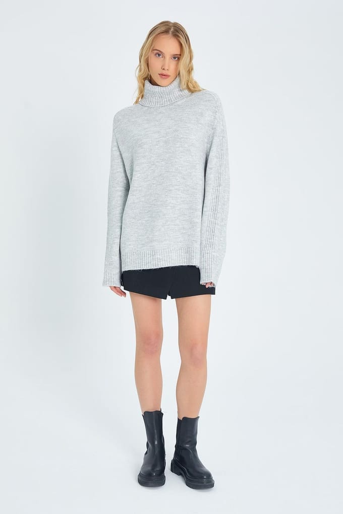Losse Pas Turtleneck Gebreide Trui