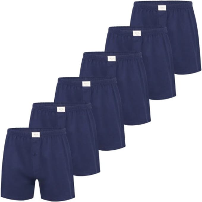 Phil & Co Wijde Boxershorts Jersey Stretch Effen Navy Blauw 6-Pack - Maat 3XL