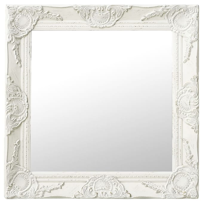 vidaXL - Wandspiegel - barok - stijl - 50x50 - cm - wit