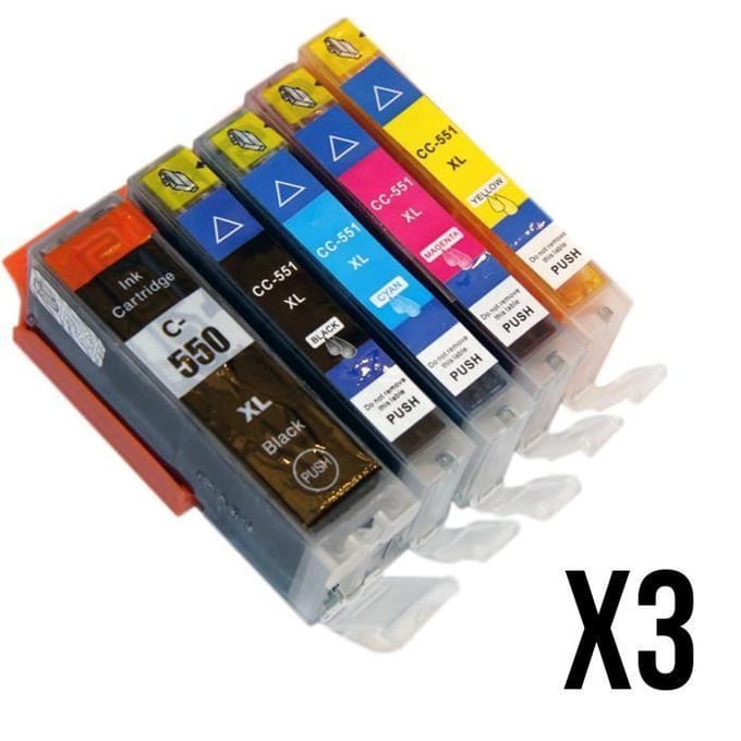 Set van 15 PGI-550 - CLI-551 inktcartridges voor Canon Pixma MX920 Series IP7250 MG5500 Series printer