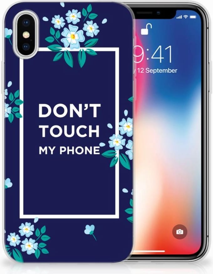 Apple iPhone X | Xs Silicone-hoesje Flowers Blue DTMP