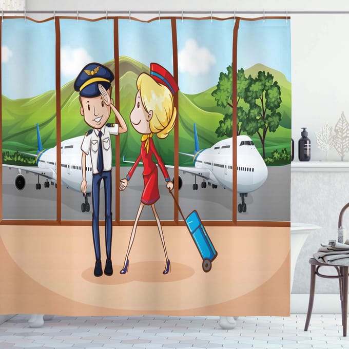ABAKUHAUS – Douchgordijn Cartoon in multicolor – 175x240 cm