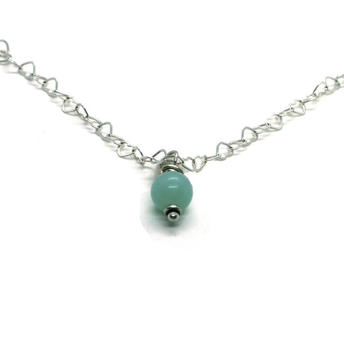Heaven Eleven - Dames - ketting - 925 - zilver - hartjes - amazoniet - 40cm