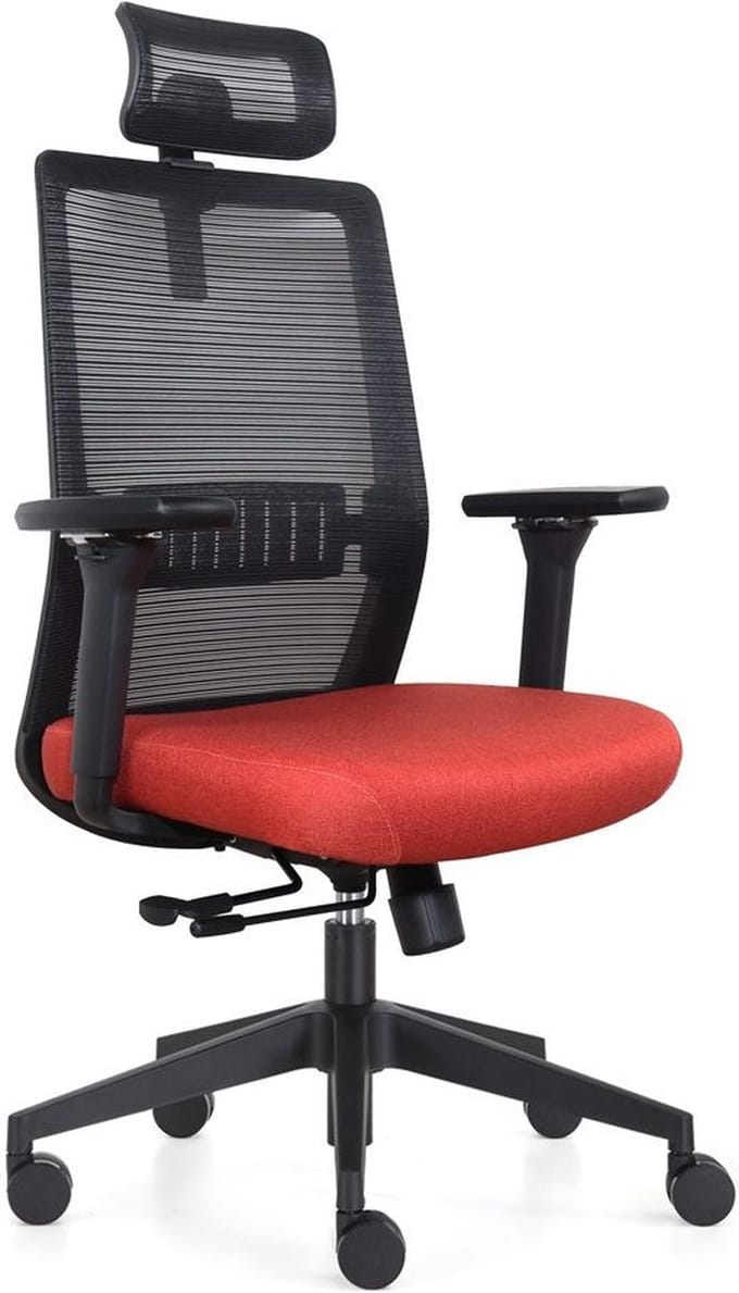 IVOL Ergonomische Bureaustoel Napoli Deluxe 4D Rood - Volwassenen - Verstelbaar - Netbekleding