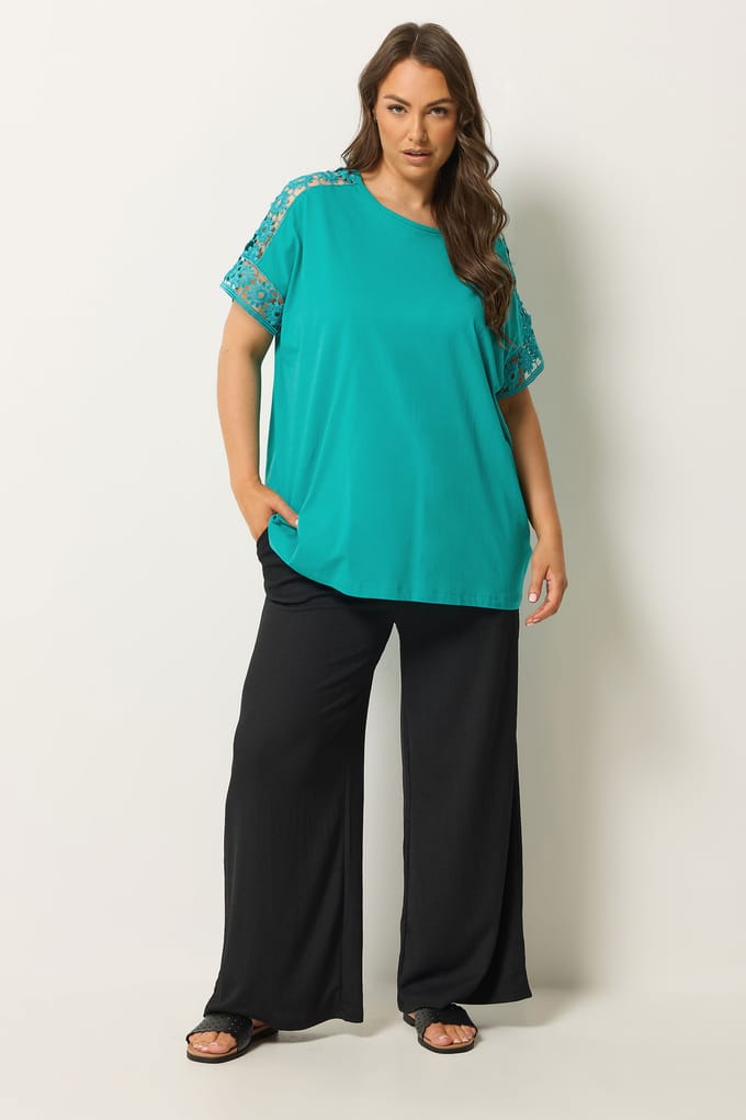 Yours Roze Gehaakt Tshirt Met Gehaakte Mouwen Size 42