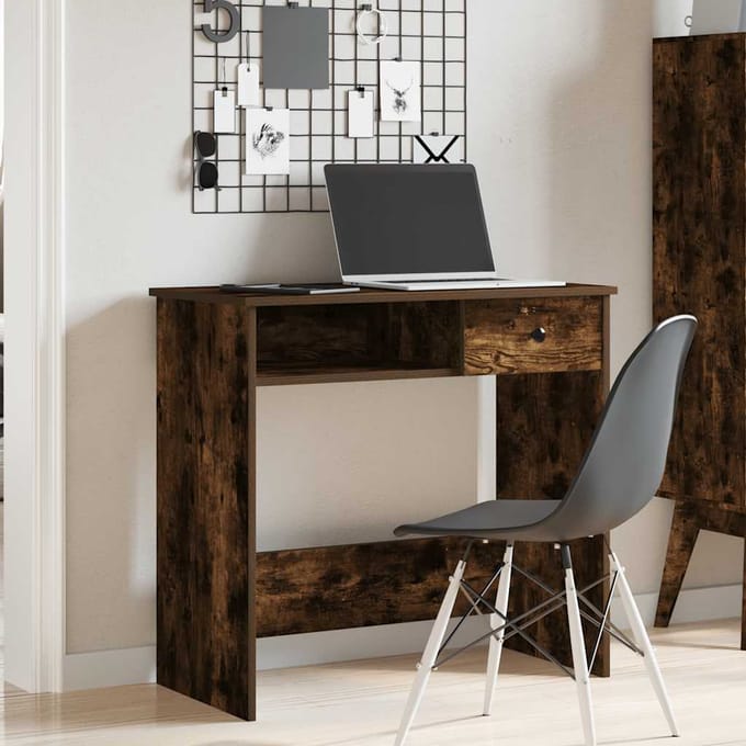 vidaXL - Bureau - 80x40x75 - cm - bewerkt - hout - gerookt - eikenkleurig