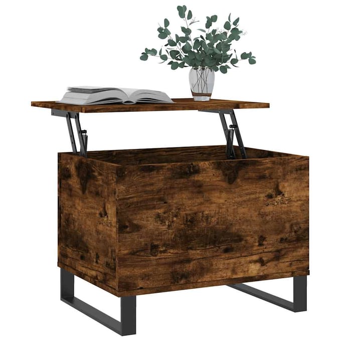 vidaXL - Salontafel - 60x44,5x45 - cm - bewerkt - hout - gerookt - eikenkleurig