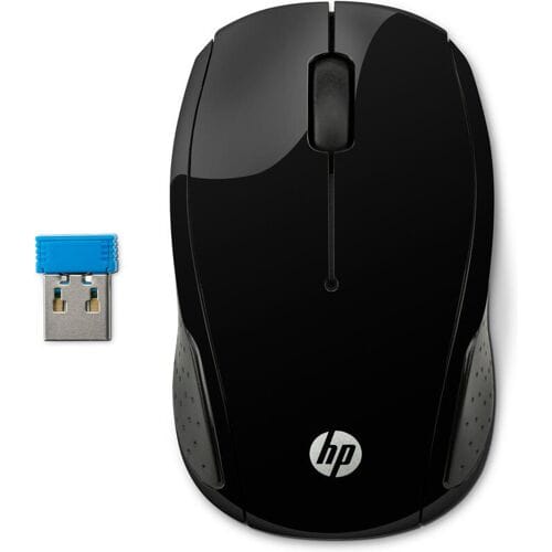 HP 200 2.4 GHz USB draadloze muis met rode LED 1000 DPI optische sensor, zwart