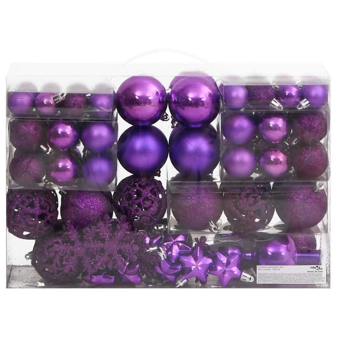 vidaXL - 111-delige - Kerstballenset - polystyreen - paars