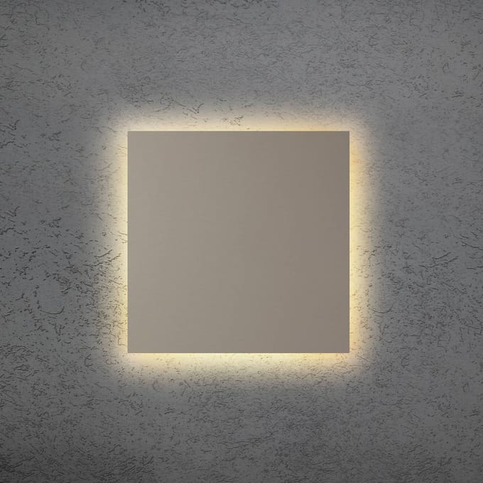 Escale LED wandlamp BLADE Q, taupe, 34 x 34 cm, metaal, dimbaar