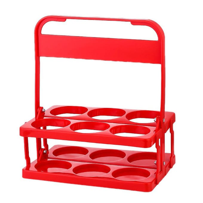 Seau Porte-Bouteilles de Bière en Plastique Pliable Multifonctionnel Portable Rouge rouge
