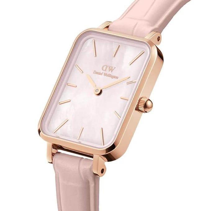 Daniel Wellington Quadro - Horloge - Rood Goud - Parelmoer - Roze