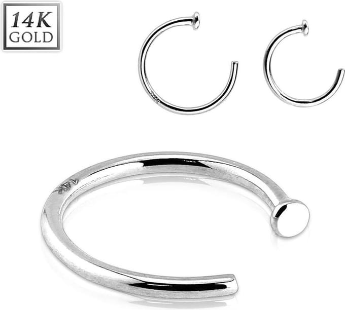 Piercing 14kt neusring 0.8x10 - wit goud - LMPiercings