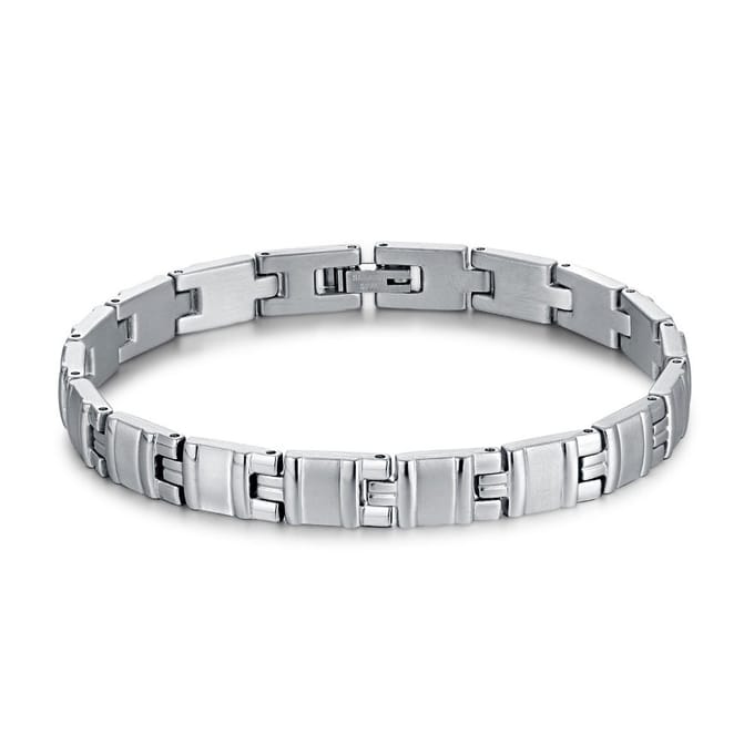 Twice As Nice Armband in edelstaal, rechthoekige schakels 21cm