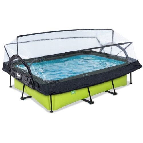 EXIT Lime Frame Zwembad 300x200x65cm - Opzetzwembad - met Filterpomp & Overkapping - Rechthoekig - Groen